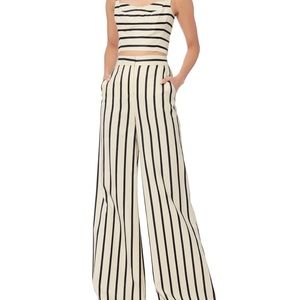 Veronica Beard Xena striped cotton wide-leg pants Size 8 NWT